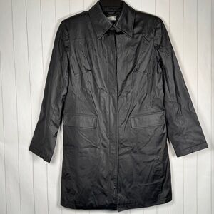 Giacca By Gallery Black Faux Leather Half Trench Coat Classic City Jacket Medium